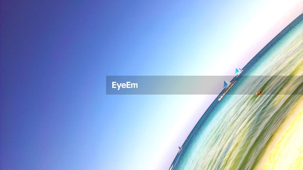 AERIAL VIEW OF BEACH AGAINST CLEAR SKY