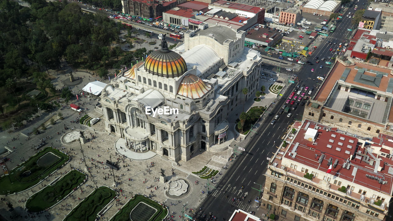 High angle view of palacio de bellas artes in city seen from torre latinoamericana