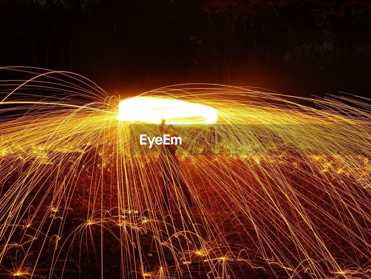View of fireworks at night