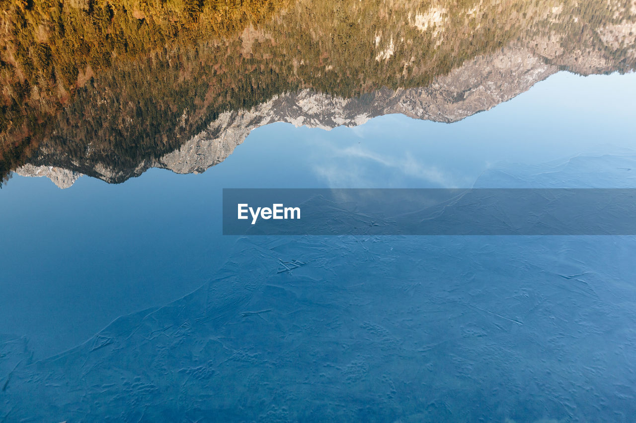 SCENIC VIEW OF LAKE AGAINST MOUNTAIN