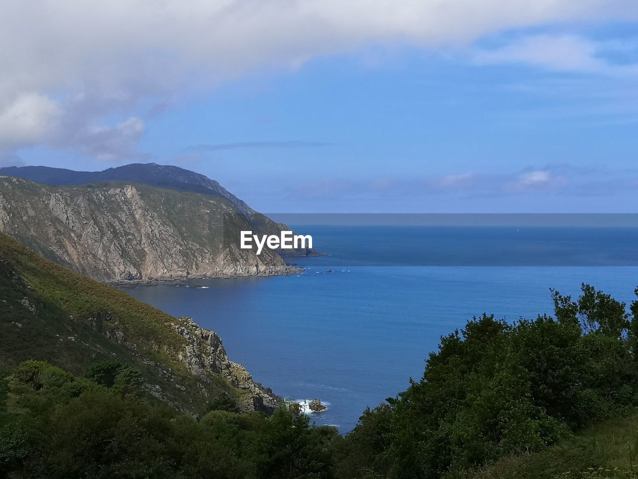 SCENIC VIEW OF SEA BY MOUNTAIN AGAINST SKY