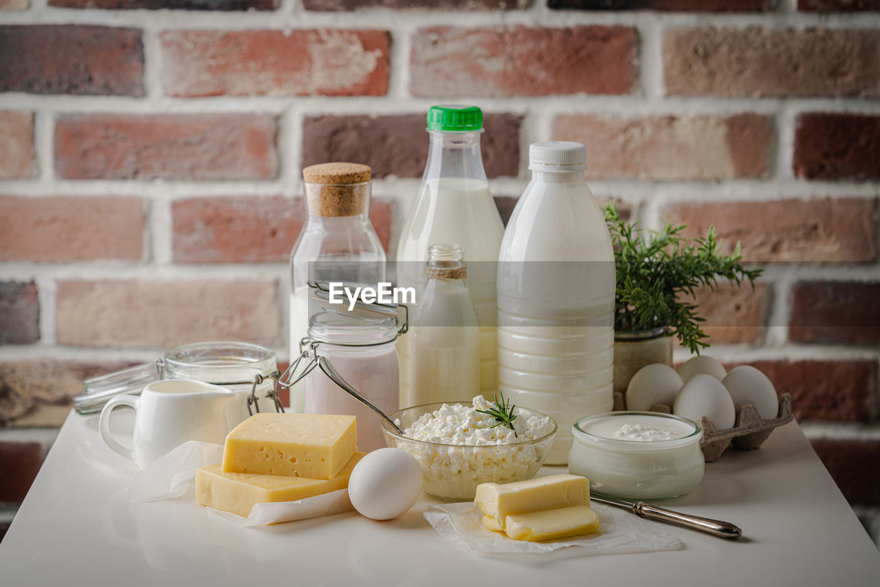 high angle view of breakfast on table