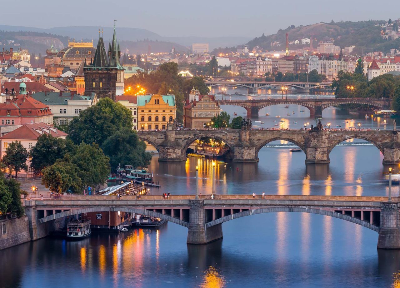 Bridge over river in city