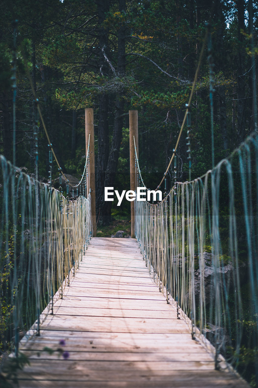 WOODEN FOOTBRIDGE ALONG TREES