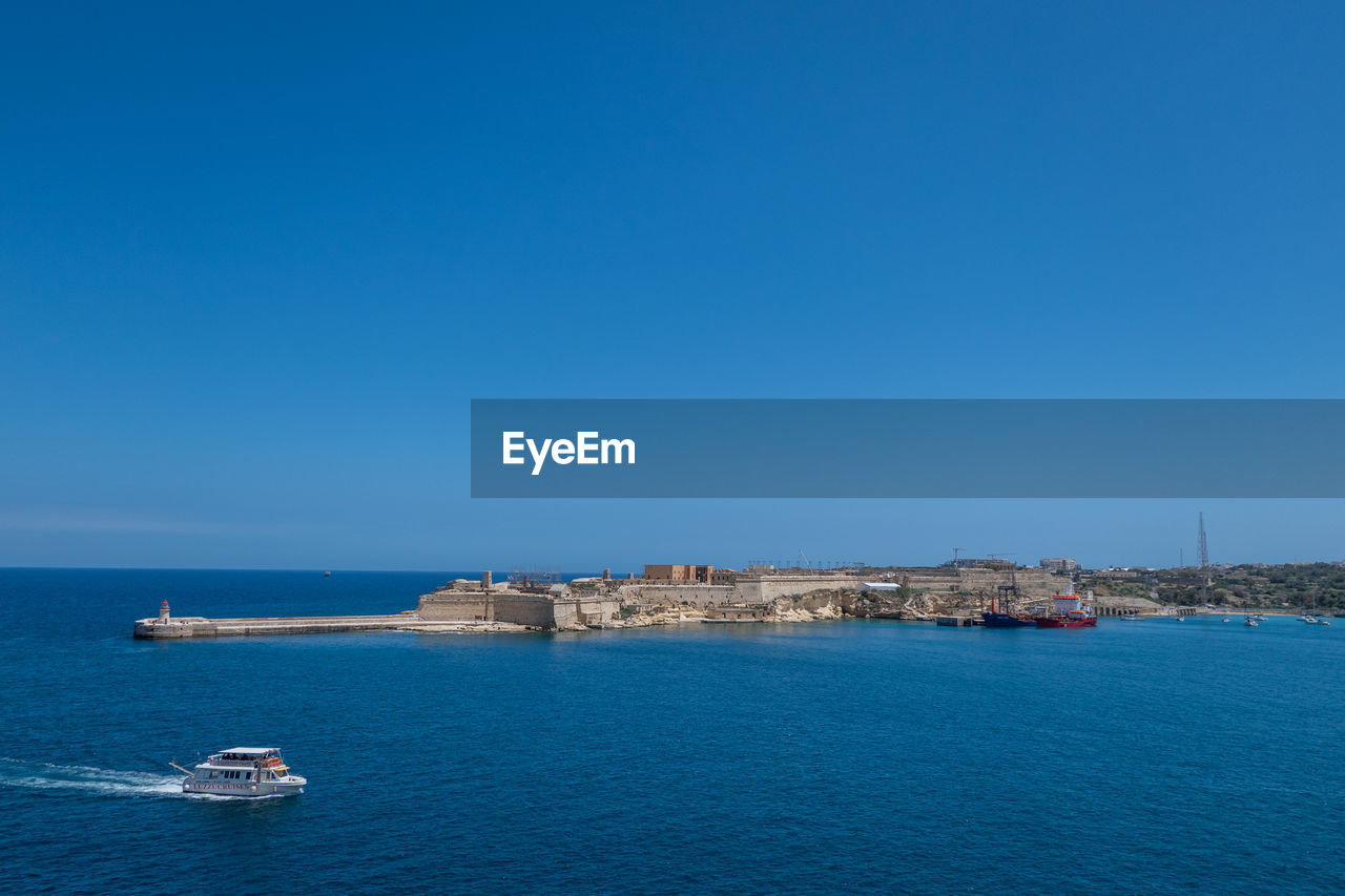 Valletta, malta, 4th may 2023. breakwater at fort ricasoli from kalkara to grand harbour.