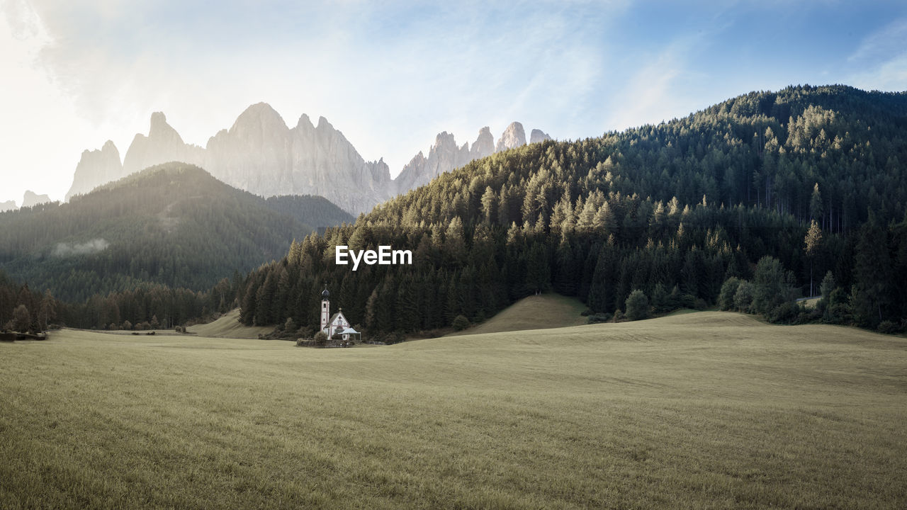 Panoramic view of landscape and mountains against sky