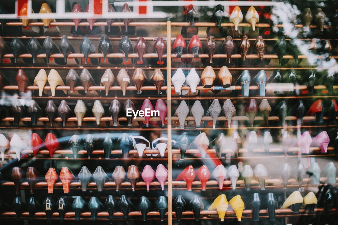 Shoes displayed at store for sale