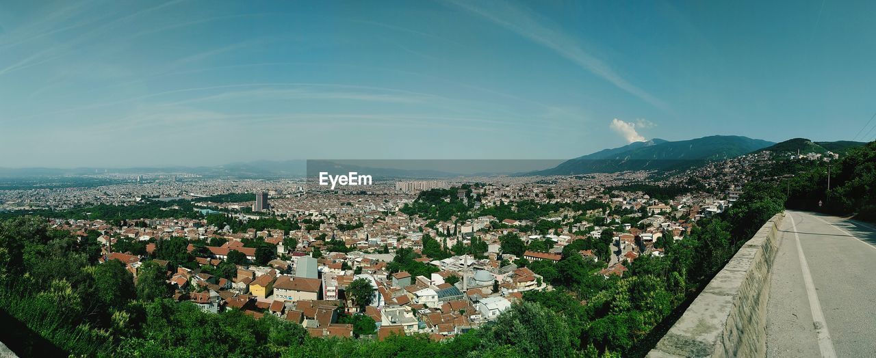 High angle view of townscape against sky