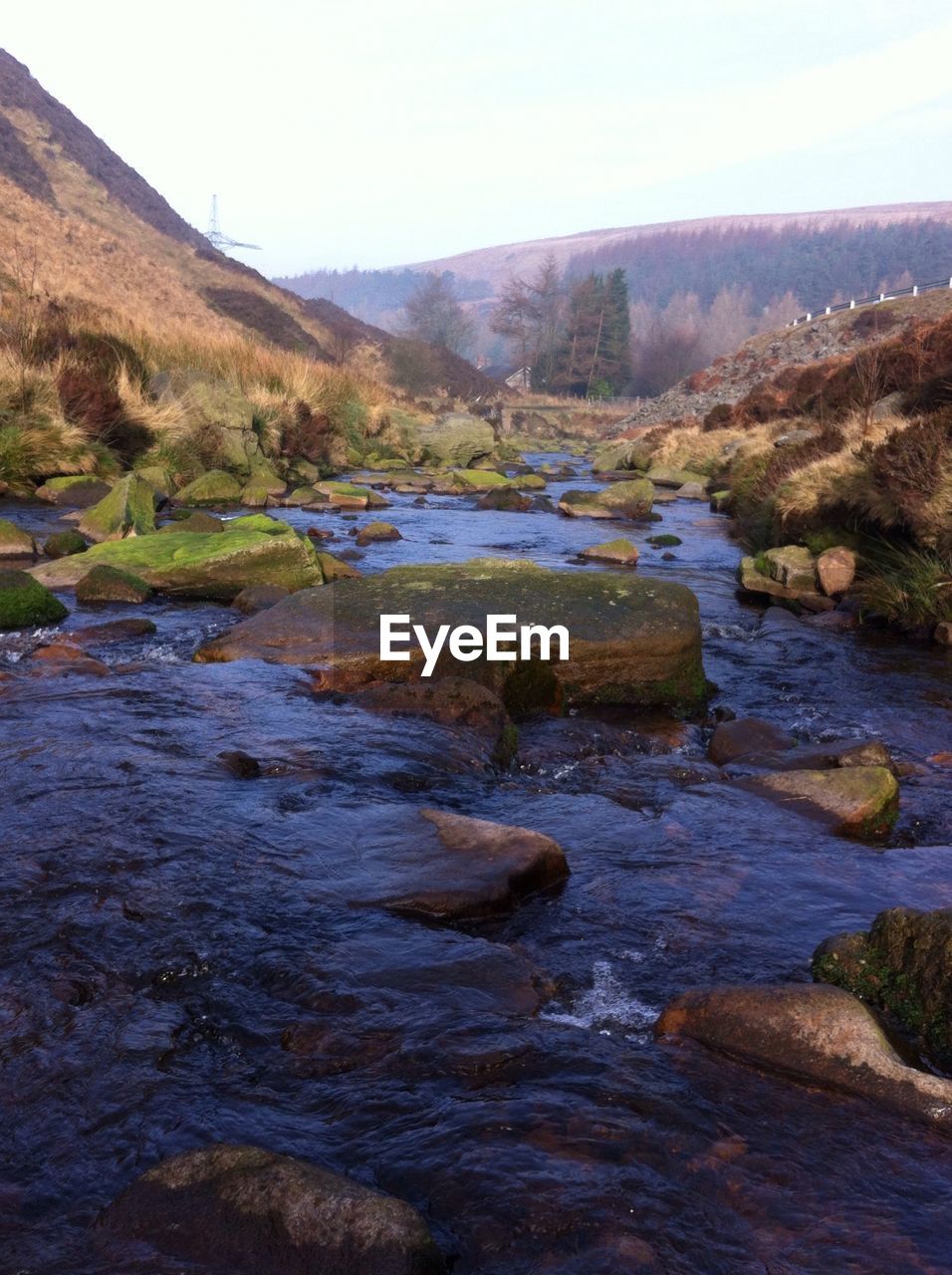 Scenic view of river flowing through rocks