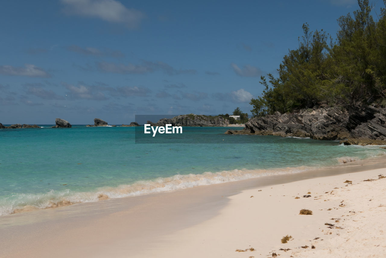 Scenic view of beach against sky