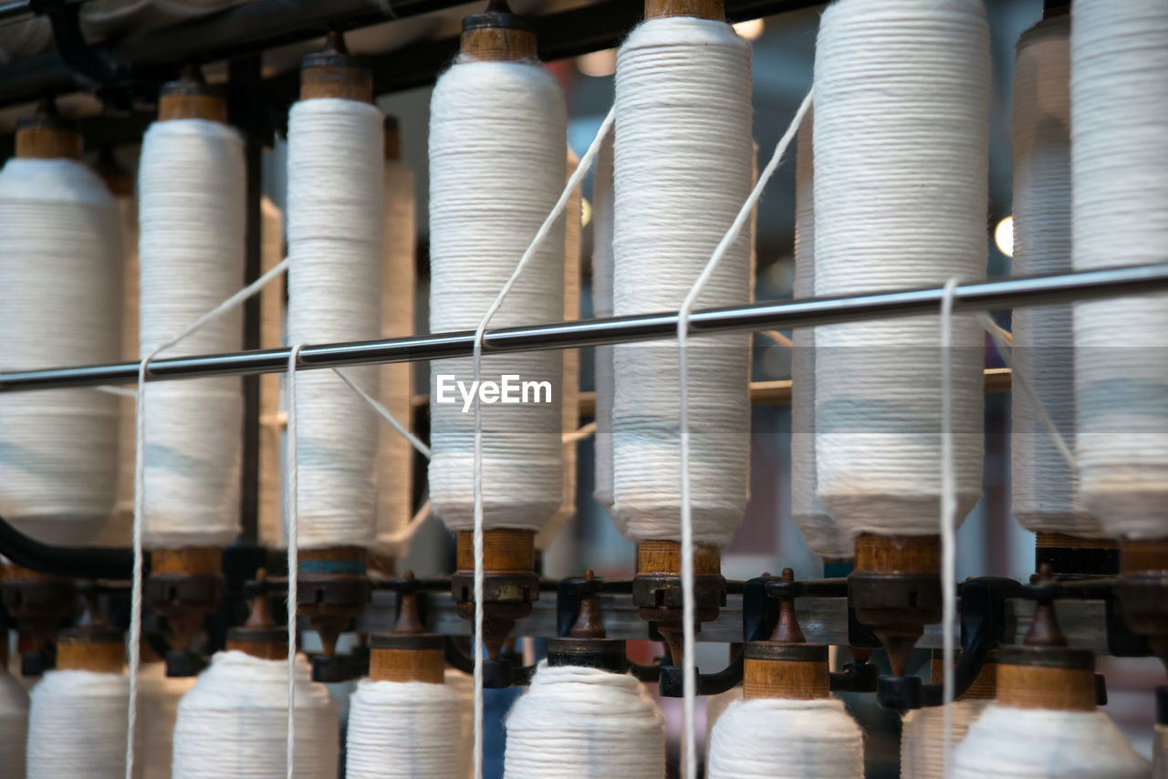 Cotton thread making at textile industry