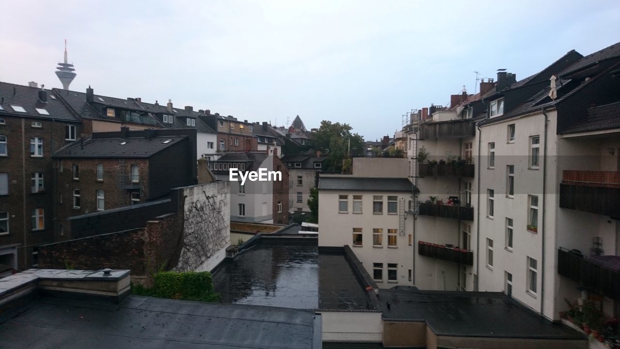 High angle view of buildings in city