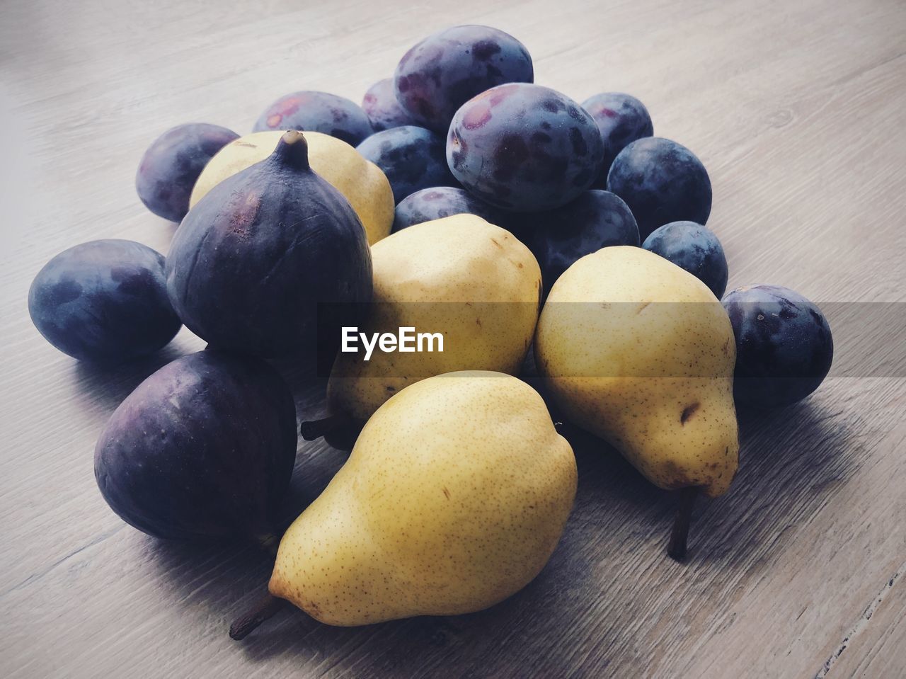 High angle view of fruits on table