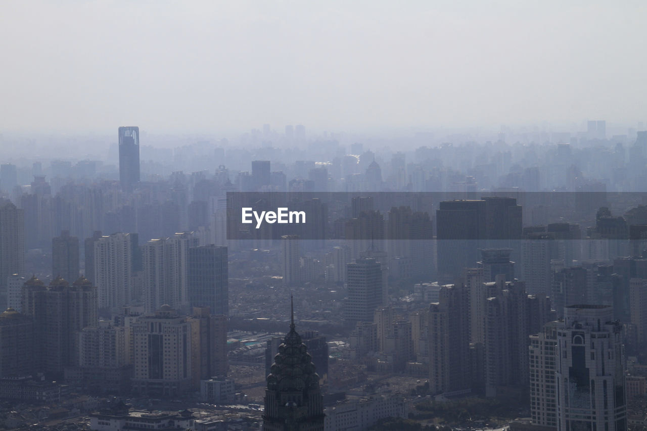 Smog over the skyline of shanghai, china