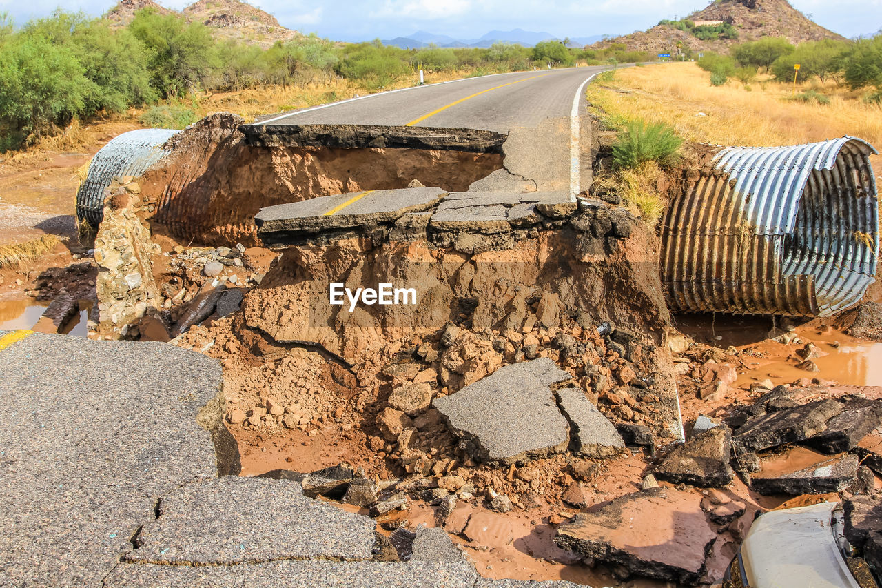 View of destroyed road 