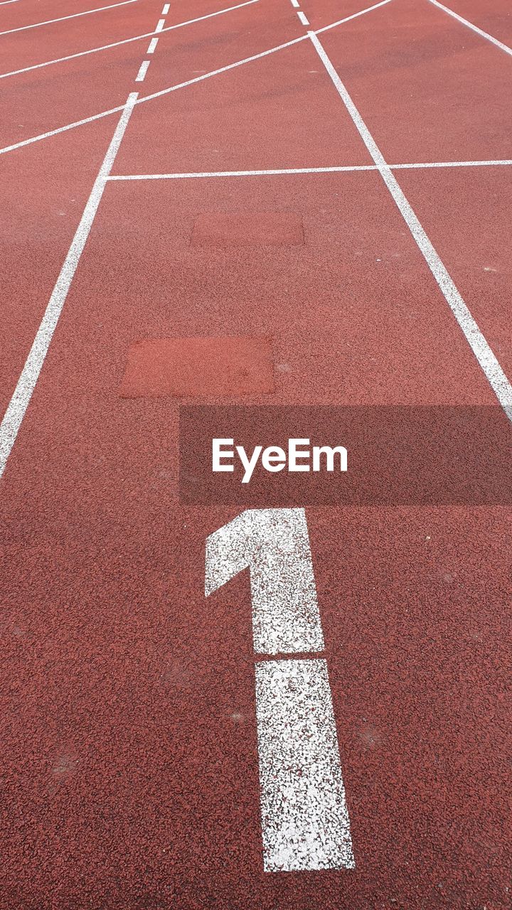 High angle view of running track