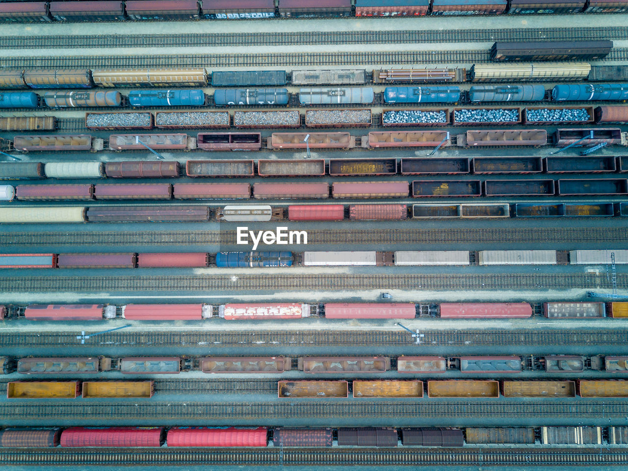 Aerial view of freight train