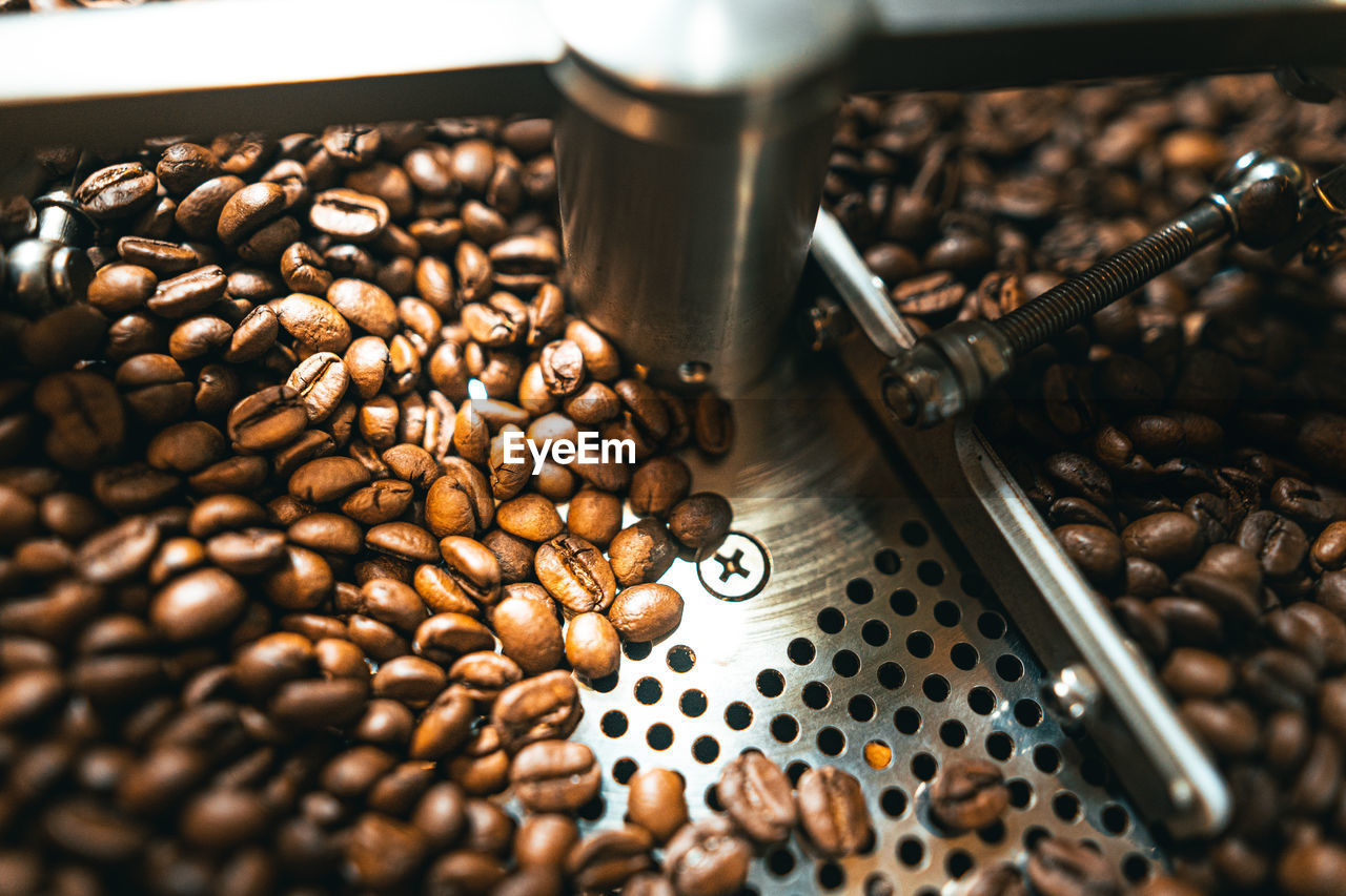 High angle view of coffee beans