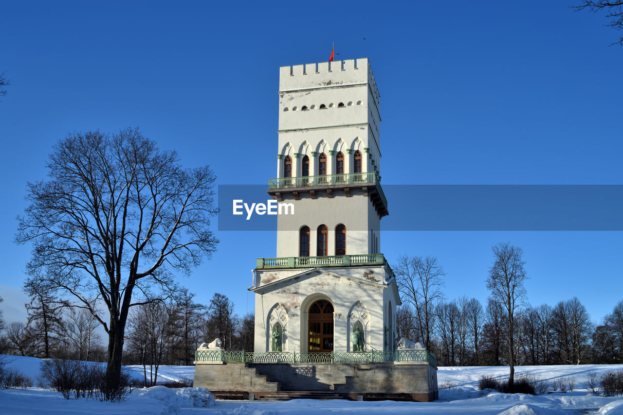 LOW ANGLE VIEW OF BUILDING AGAINST SKY DURING WINTER