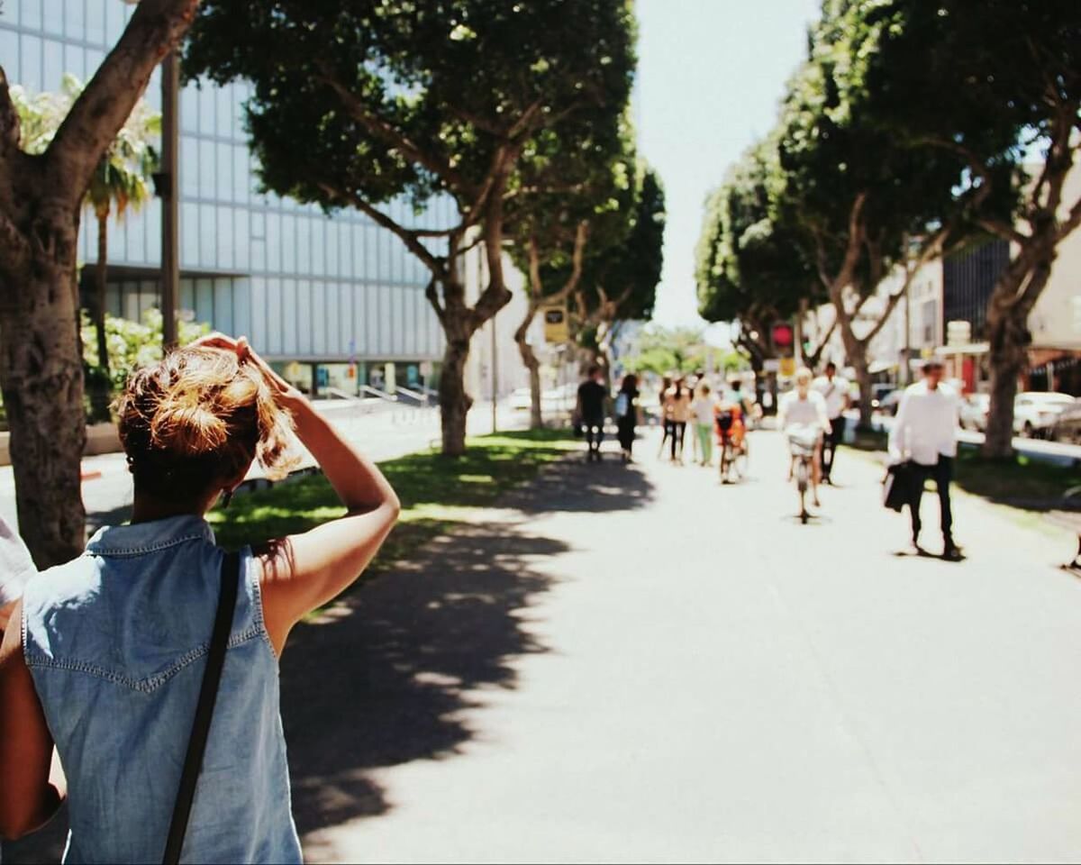 People on street during sunny day