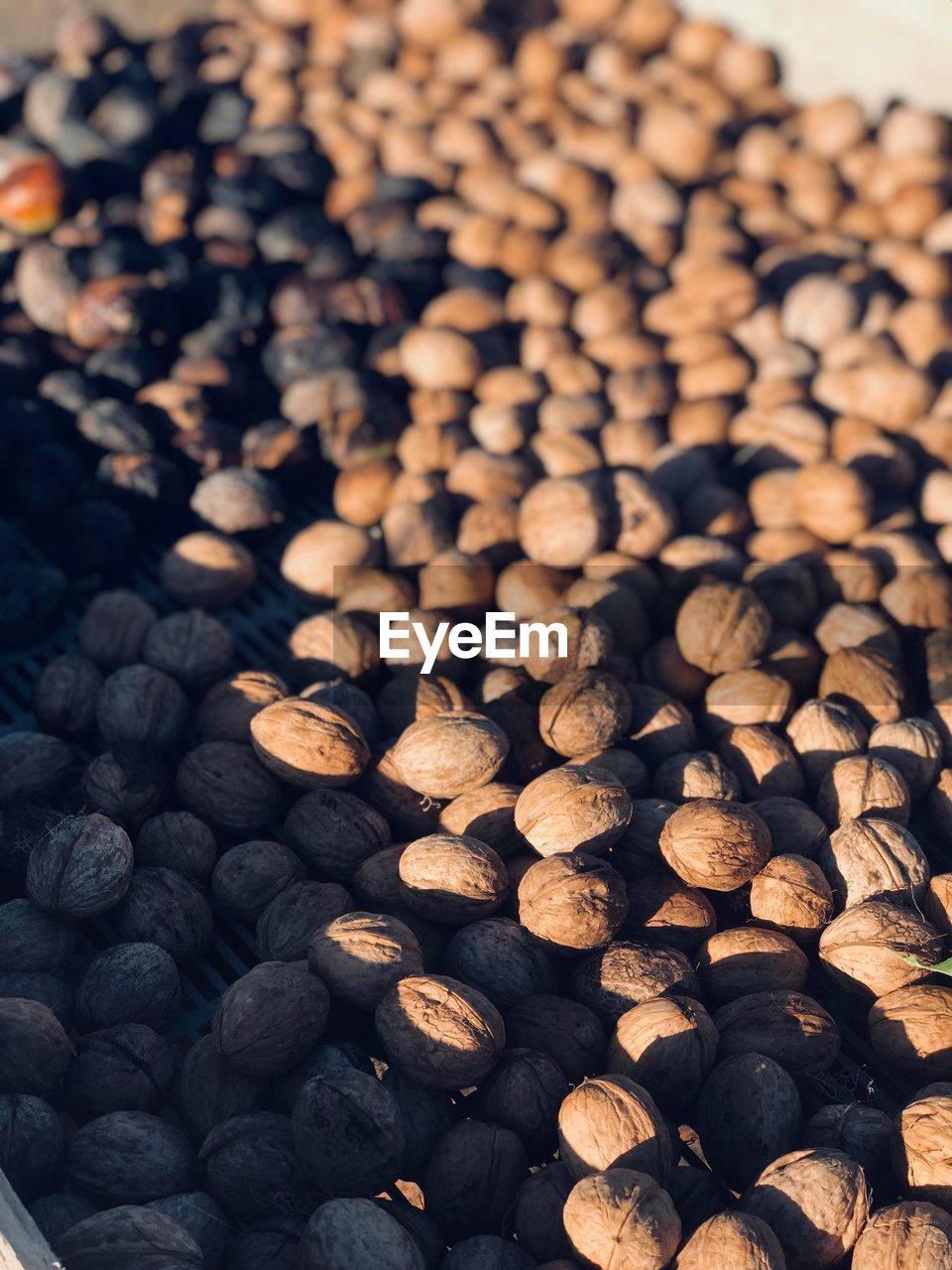 Full frame shot of walnuts in market for sale