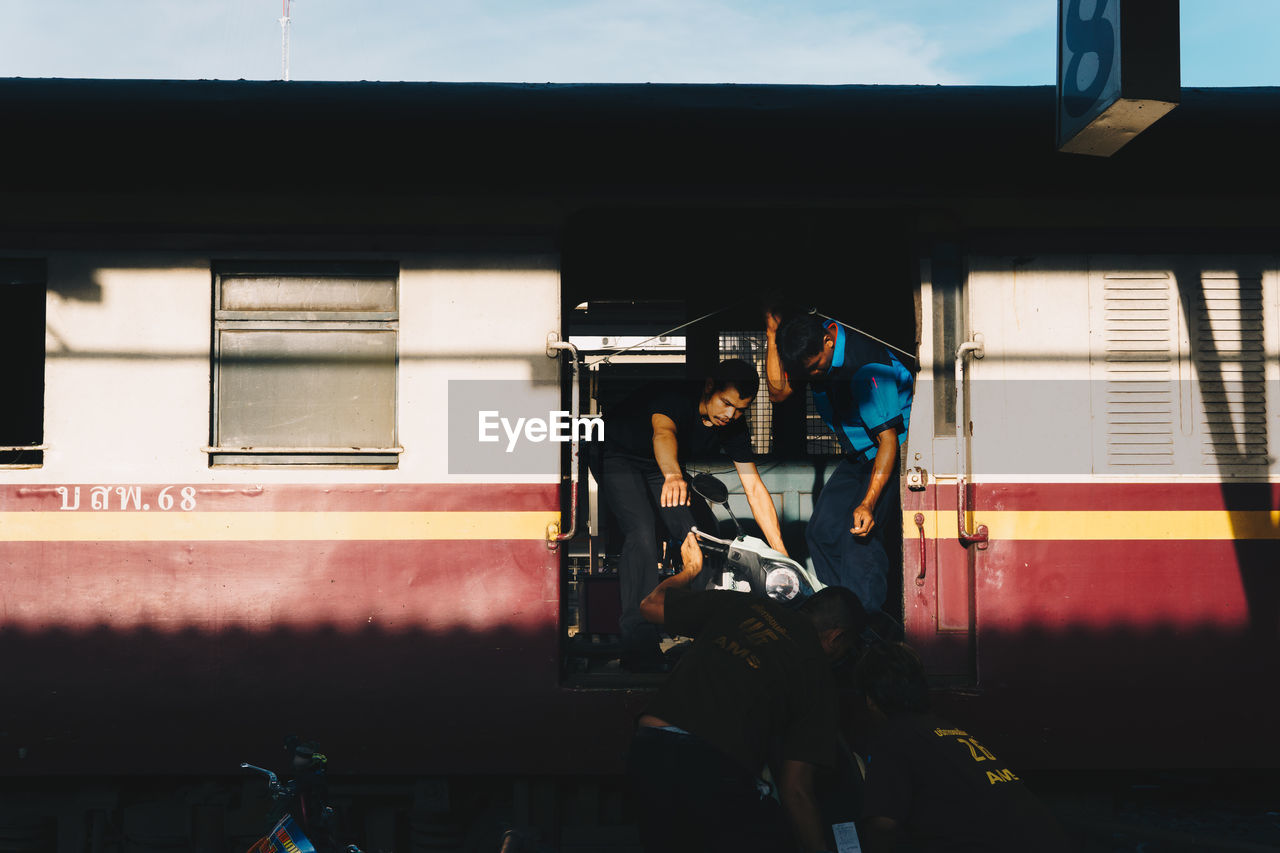 TRAIN ON RAILROAD STATION