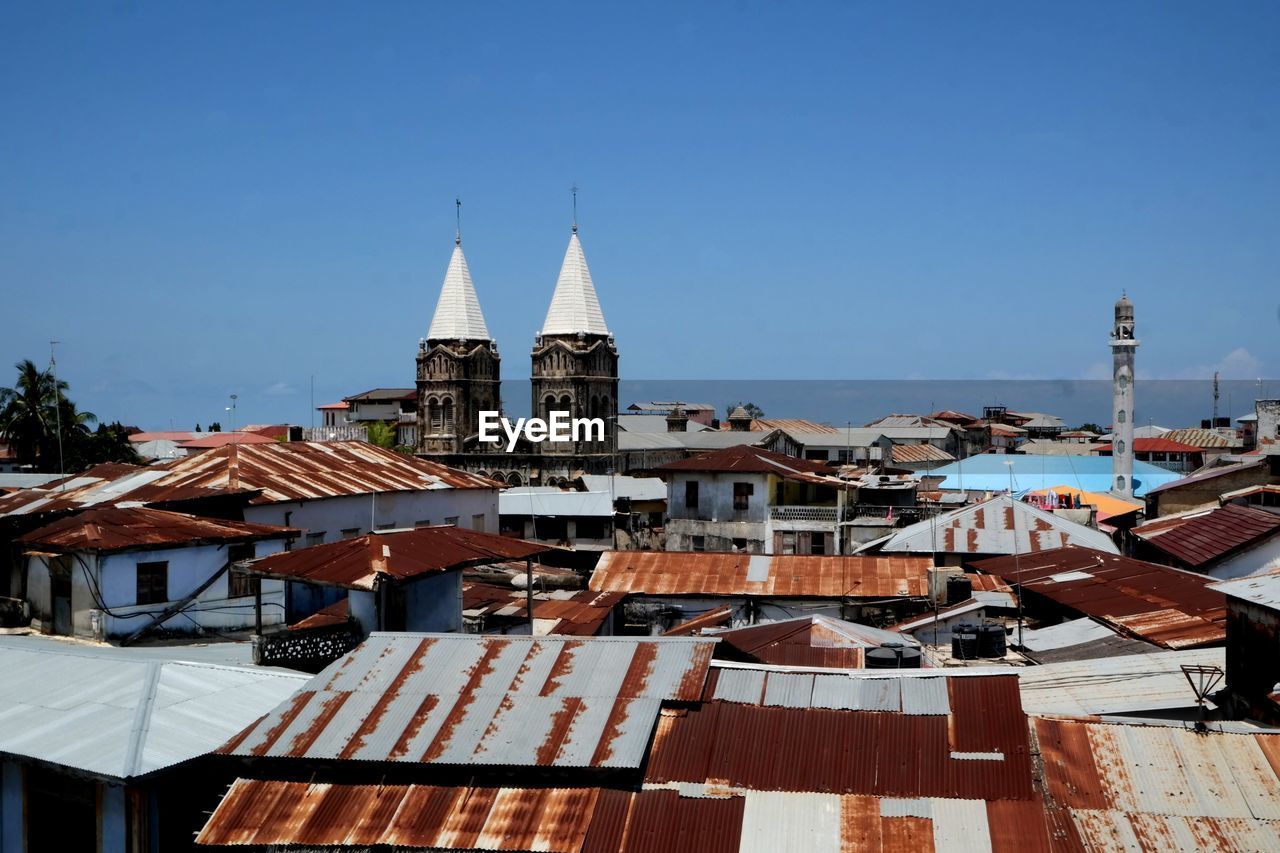 TOWNSCAPE AGAINST CLEAR SKY