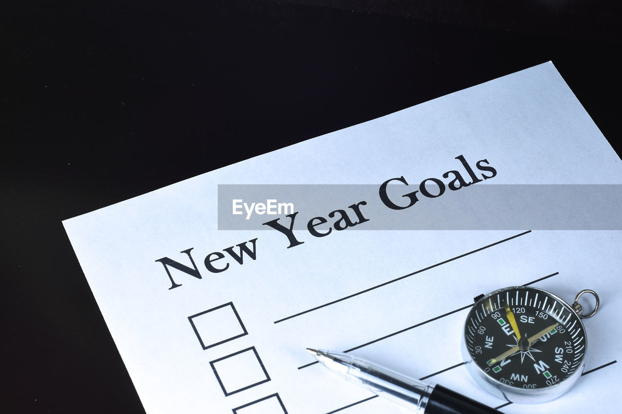 Close-up of text new year goals