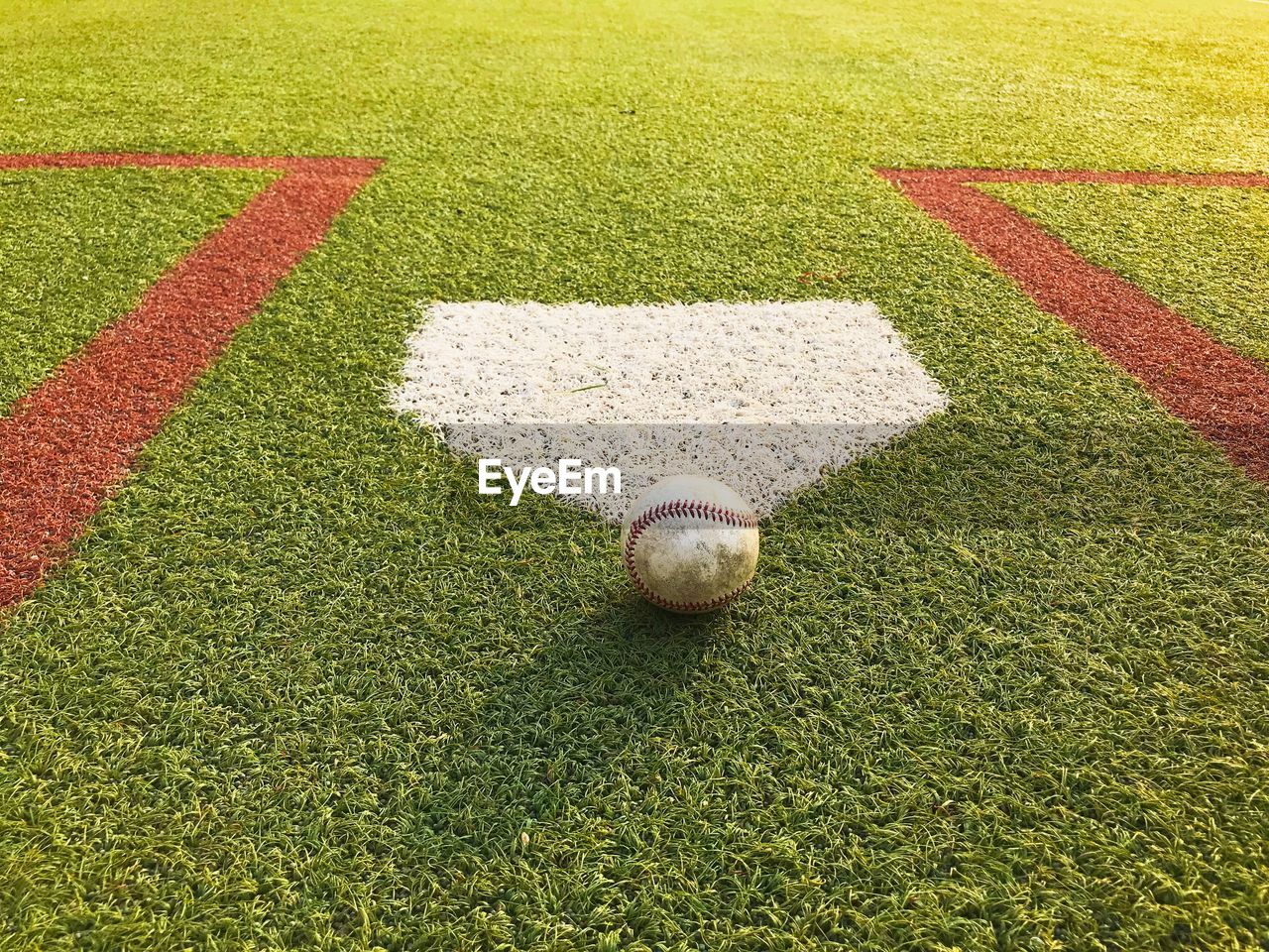 High angle view of ball on field