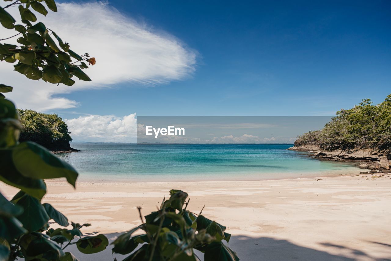 Scenic view of beach against sky