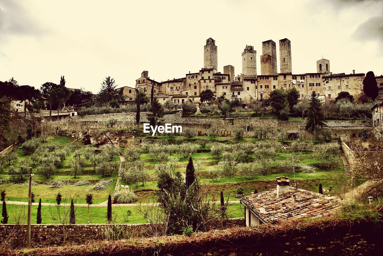 Old medieval town against clear sky