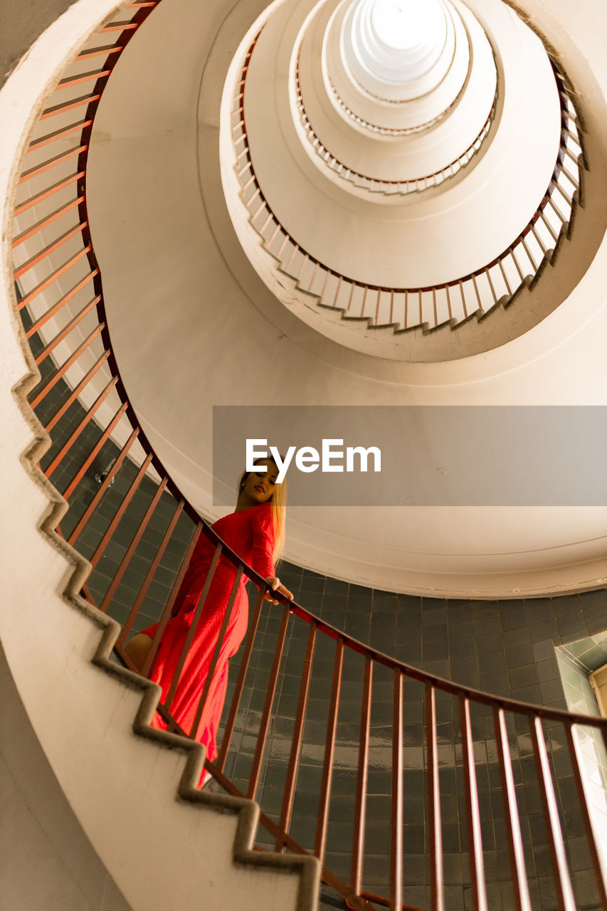 directly above shot of spiral staircase