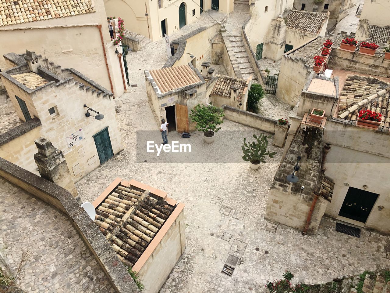 High angle view of houses in sassi di matera