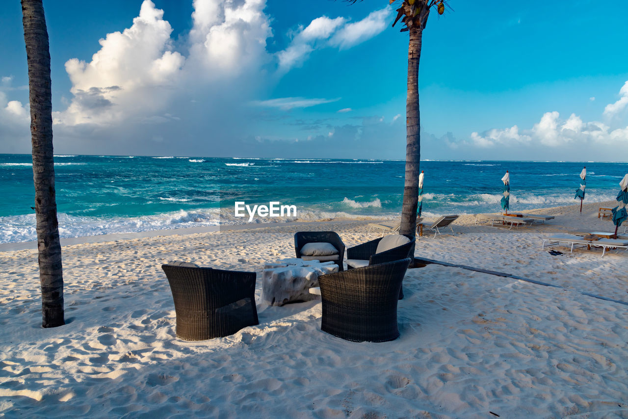 Scenic view of beach against sky