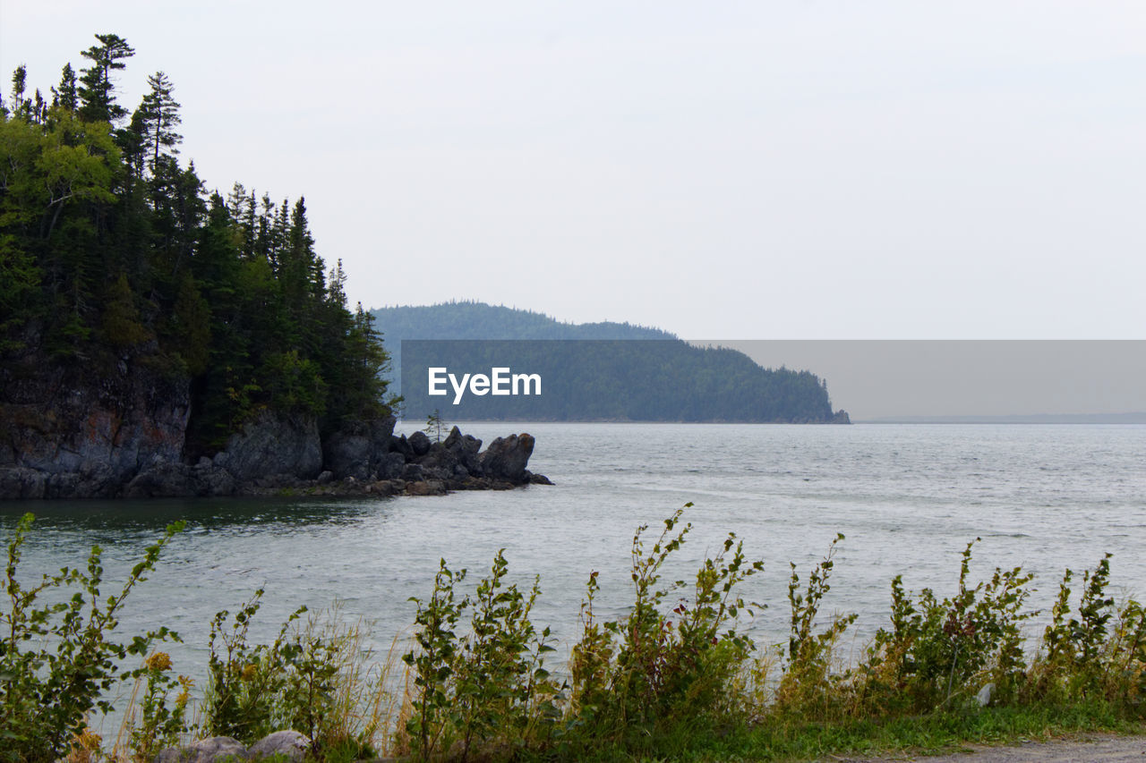 Scenic view of sea and clear sky