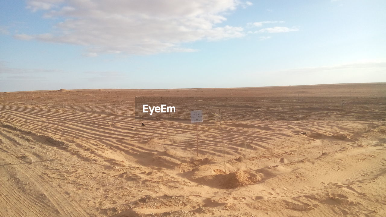 Sand dunes in desert against sky