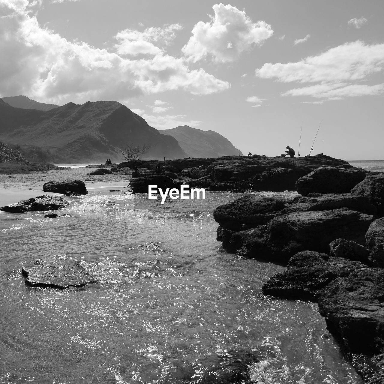 SCENIC VIEW OF ROCKS IN SEA AGAINST SKY