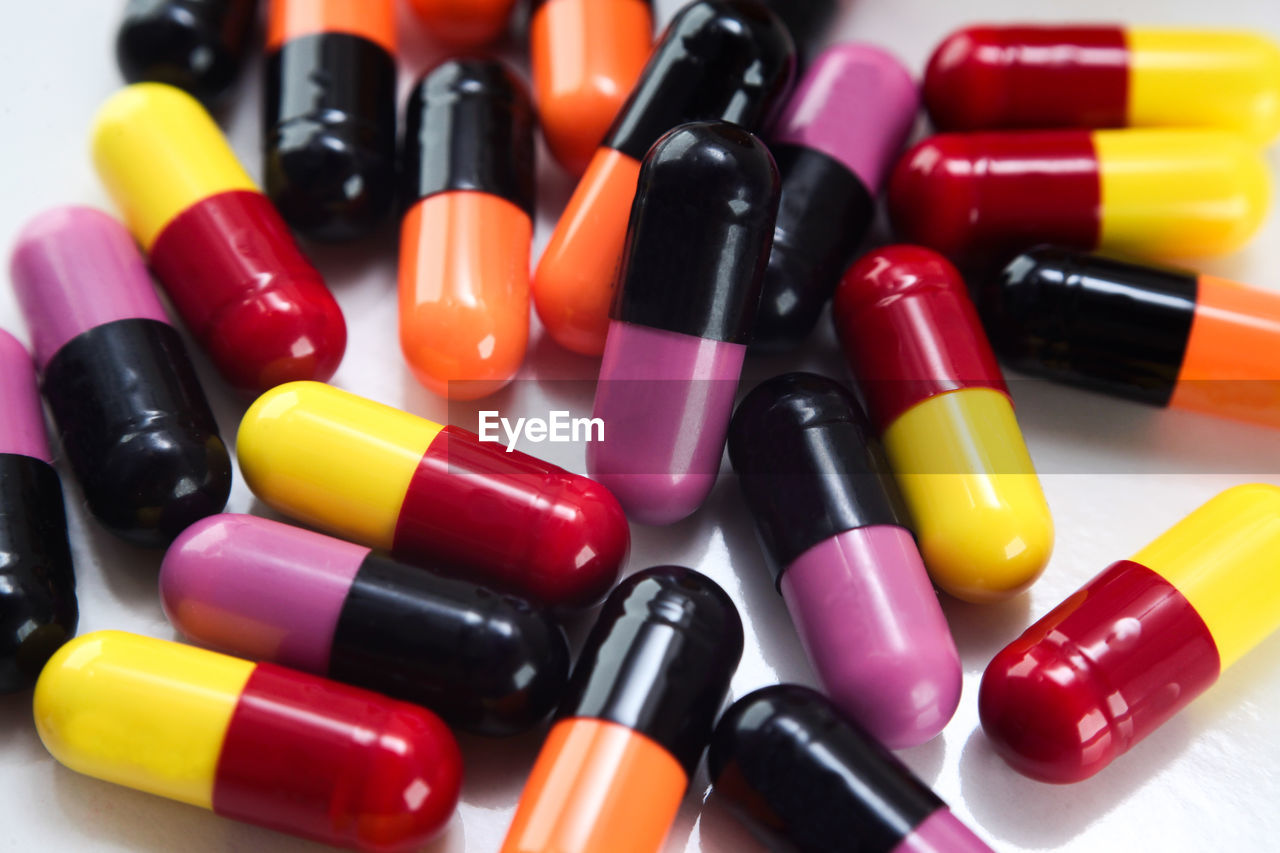 Close-up of colorful medicines