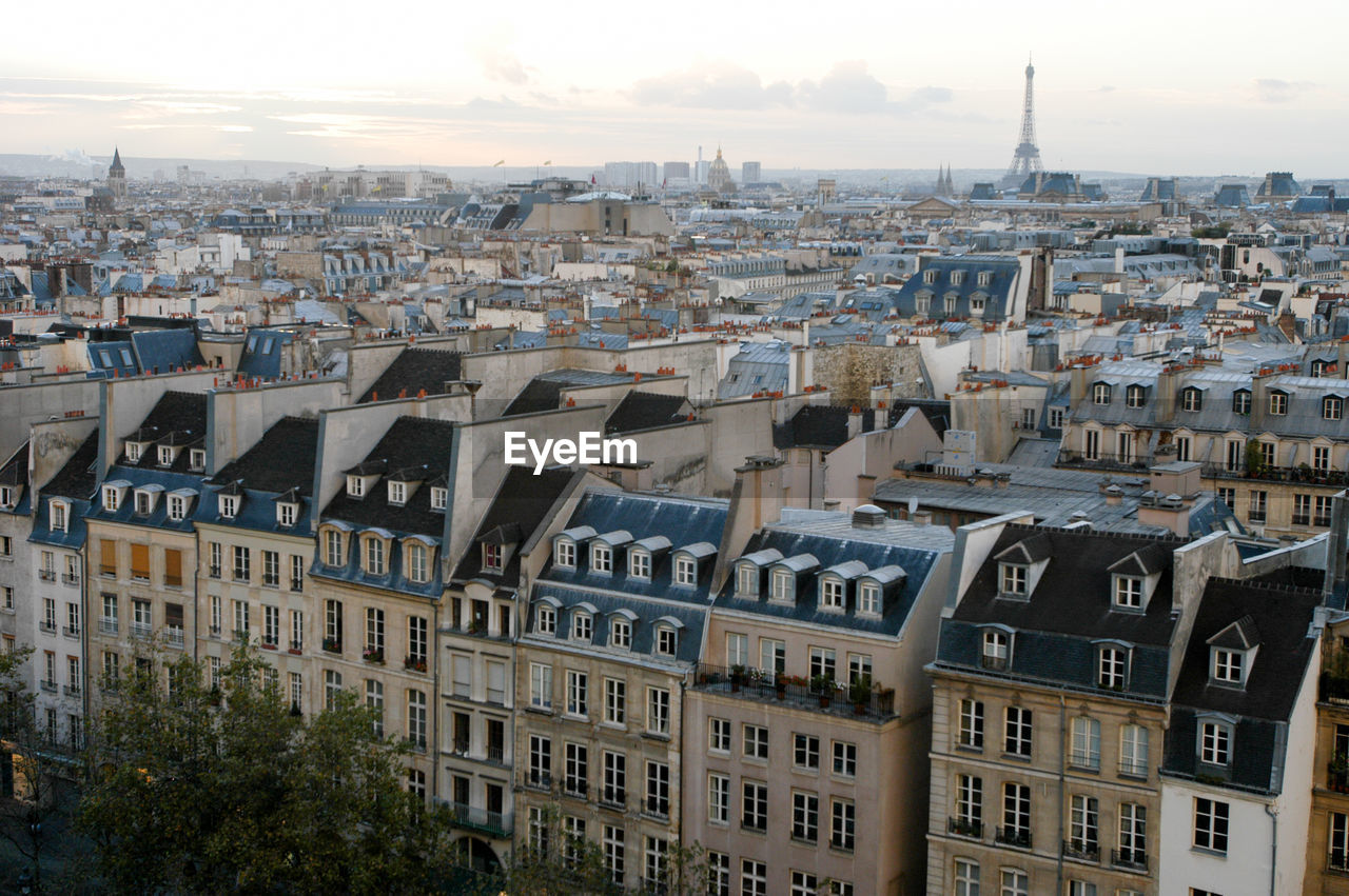 High angle view of buildings in city