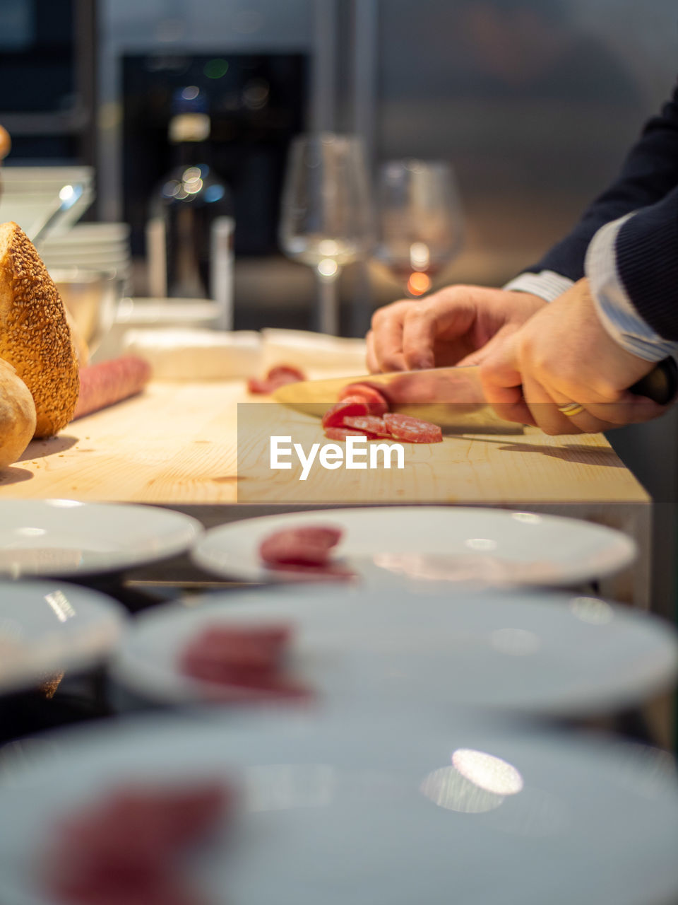 Cropped hand of person having food