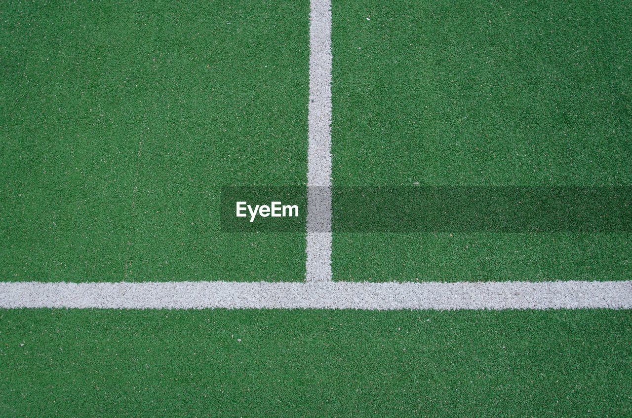 High angle view of yard line on playing field