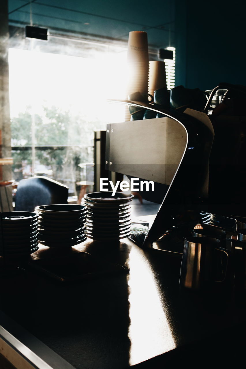 Espresso maker on table in cafe