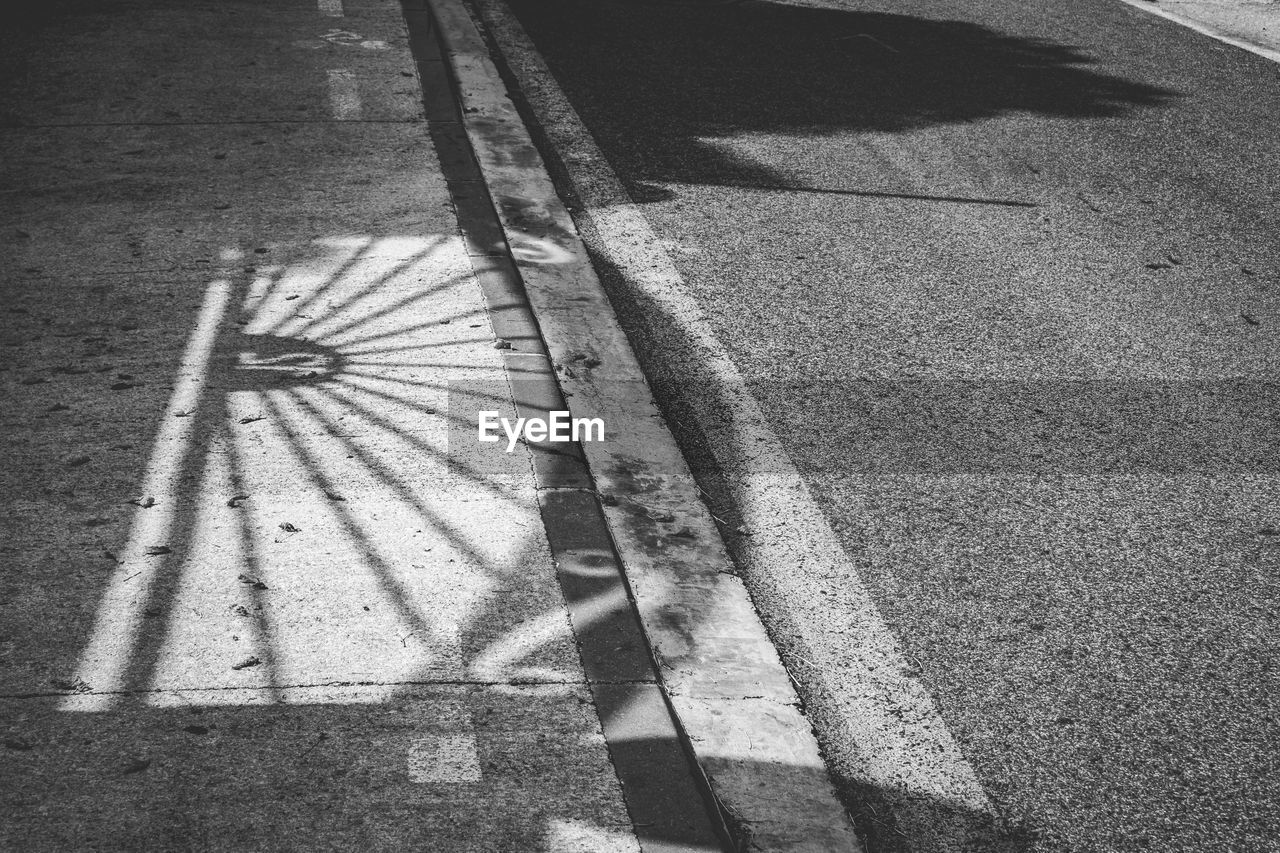 High angle view of shadow on road