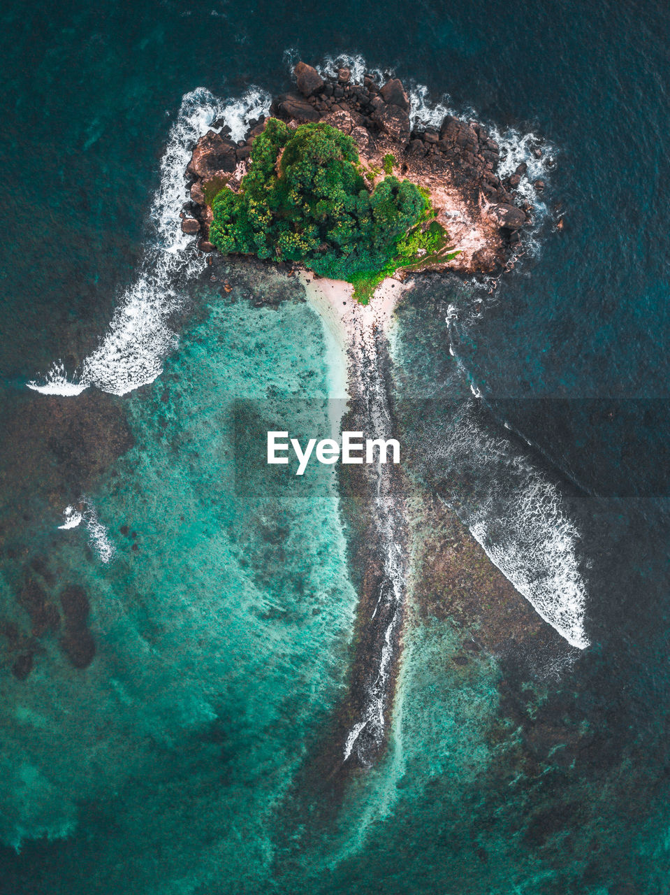 High angle view of sea mushroom island 