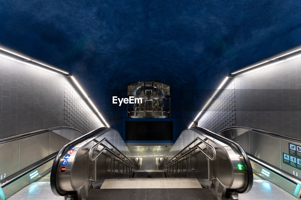 View of escalator at subway station