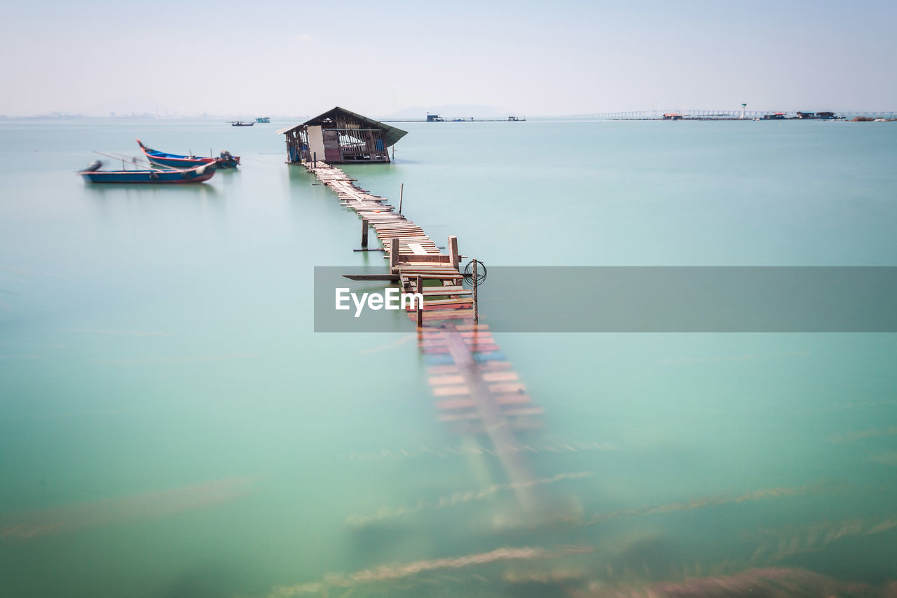 Scenic view of sea against clear sky