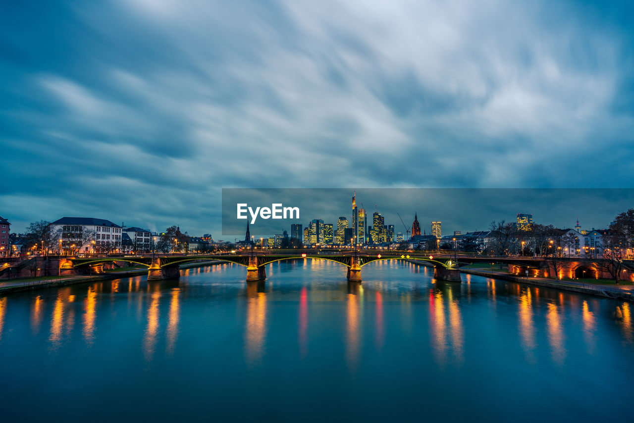 Storm clouds over the frankfurt skyline, germany.