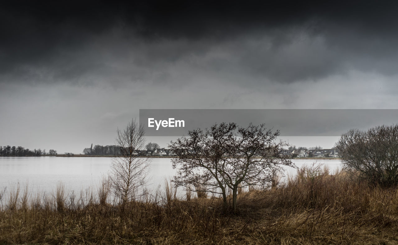 Scenic view of lake against sky