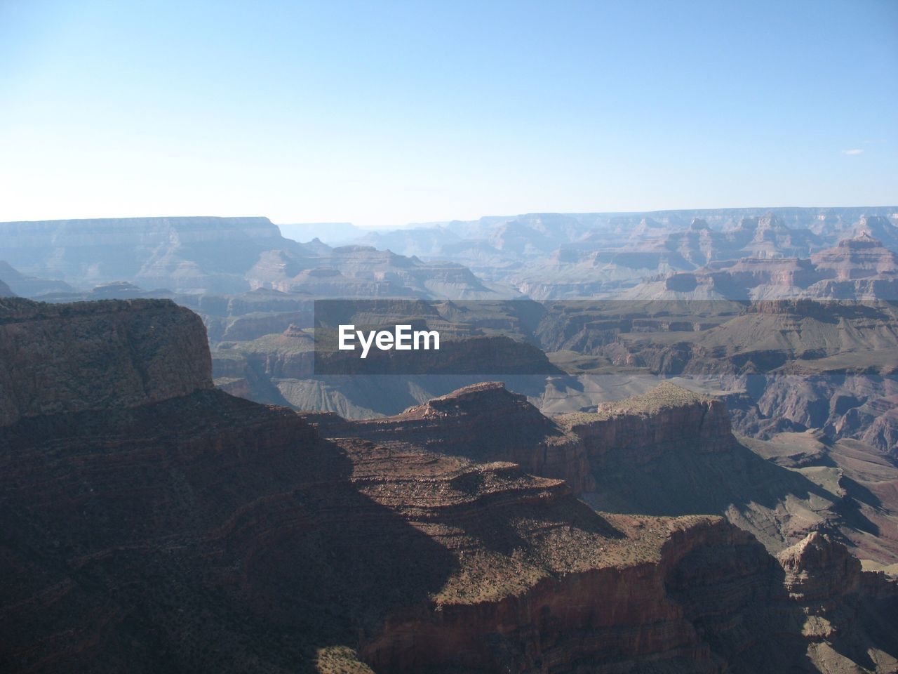 Aerial view of landscape against clear sky