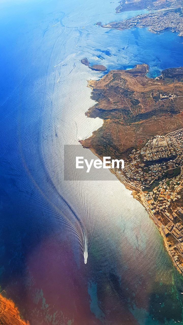 High angle view of sea shore